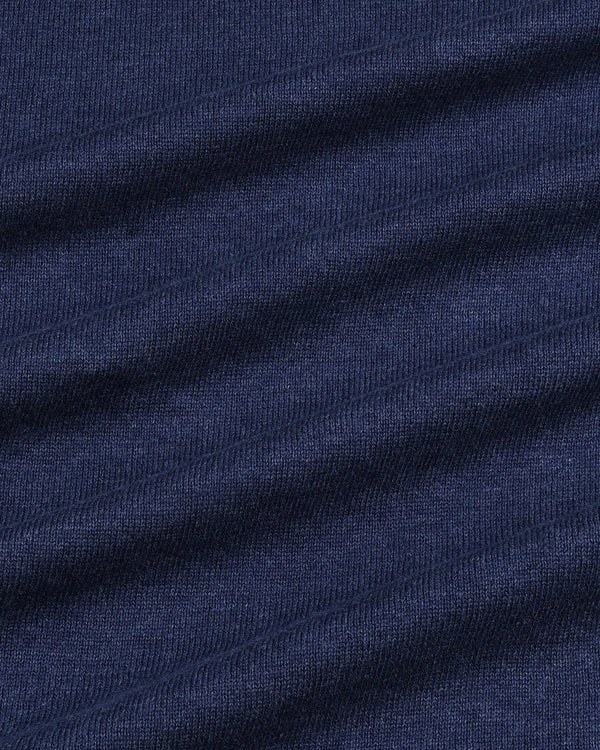 Thunder NavyBlue Melange Knitted Cotton T-Shirt