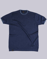 Thunder NavyBlue Melange Knitted Cotton T-Shirt