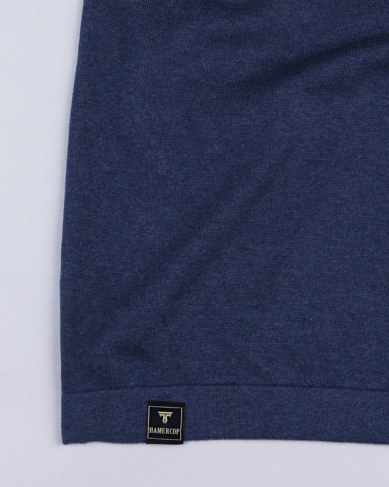 Thunder NavyBlue Melange Knitted Cotton T-Shirt