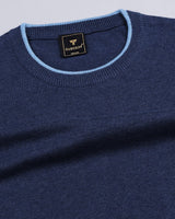 Thunder NavyBlue Melange Knitted Cotton T-Shirt