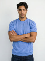 Thunder SkyBlue Melange Knitted Cotton T-Shirt