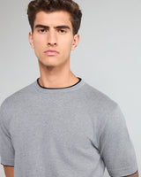 Thunder Gray Melange Knitted Cotton T-Shirt