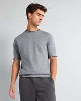 Thunder Gray Melange Knitted Cotton T-Shirt