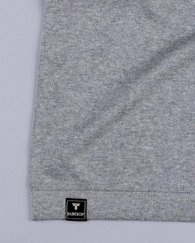 Thunder Gray Melange Knitted Cotton T-Shirt