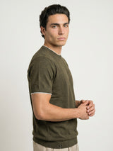 Thunder Mehendi Green Melange Knitted Cotton T-Shirt