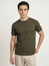 Thunder Mehendi Green Melange Knitted Cotton T-Shirt