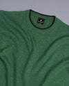 Thunder Hunter Green Melange Knitted Cotton T-Shirt