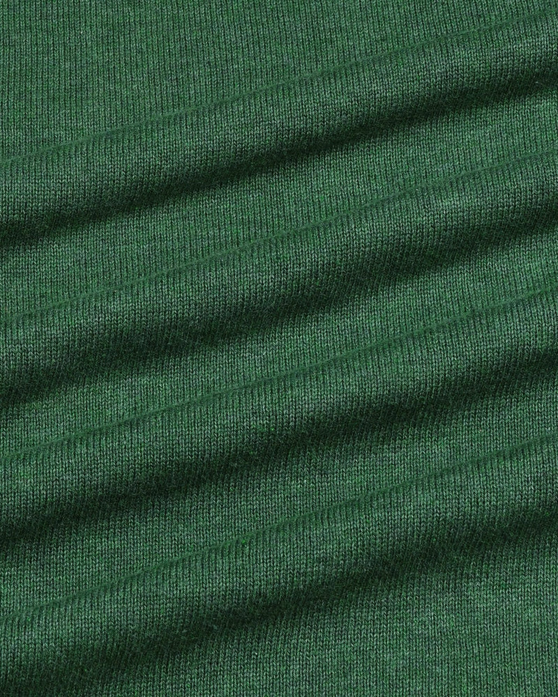 Thunder Hunter Green Melange Knitted Cotton T-Shirt