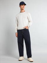 Vibrant Ivory Cream Melange Knitted Cotton Full Sleeves T-Shirt