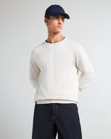 Vibrant Ivory Cream Melange Knitted Cotton Full Sleeves T-Shirt