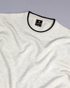 Vibrant Ivory Cream Melange Knitted Cotton Full Sleeves T-Shirt
