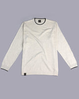 Vibrant Ivory Cream Melange Knitted Cotton Full Sleeves T-Shirt