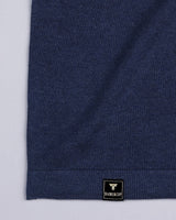 Vibrant NavyBlue Melange Knitted Cotton Full Sleeves T-Shirt