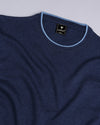 Vibrant NavyBlue Melange Knitted Cotton Full Sleeves T-Shirt