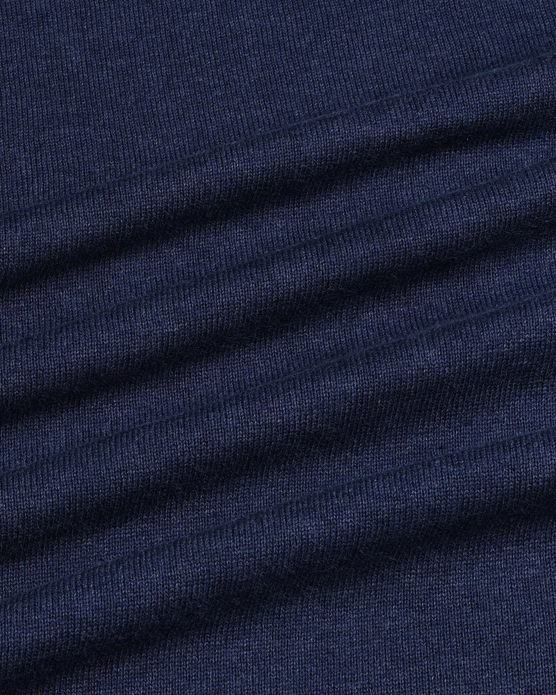 Vibrant NavyBlue Melange Knitted Cotton Full Sleeves T-Shirt