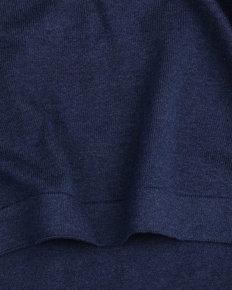 Vibrant NavyBlue Melange Knitted Cotton Full Sleeves T-Shirt