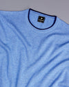 Vibrant SkyBlue Melange Knitted Cotton Full Sleeves T-Shirt