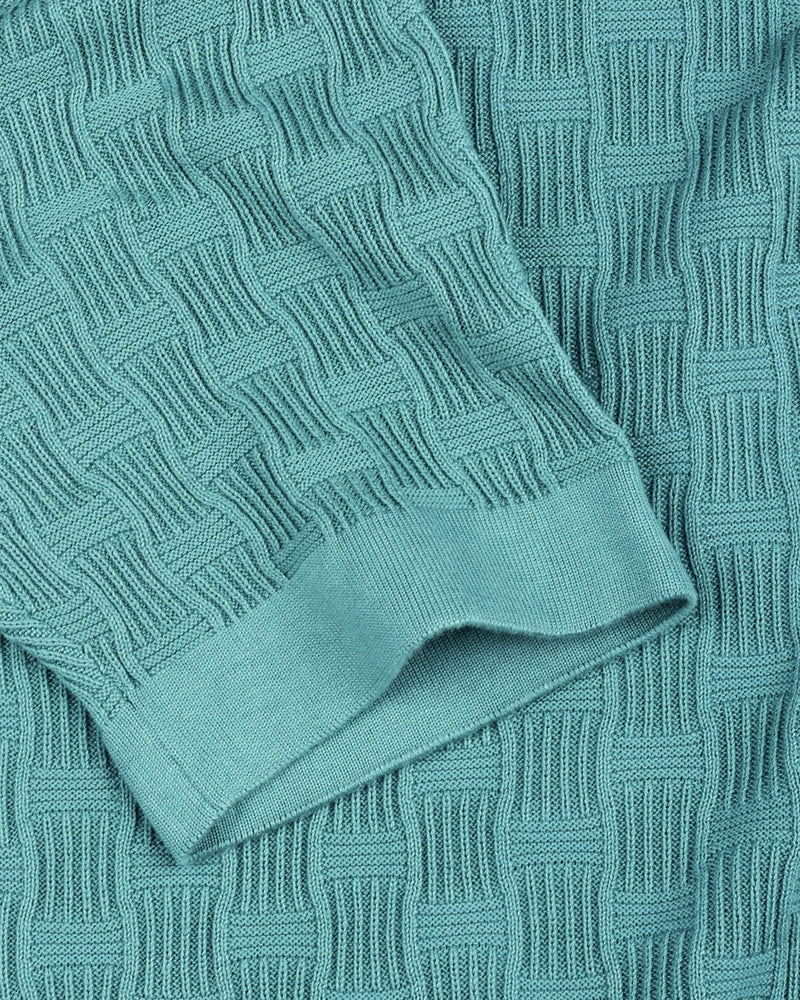 Resco Teal Green Knitted Cotton Polo T-Shirt