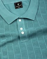 Resco Teal Green Knitted Cotton Polo T-Shirt