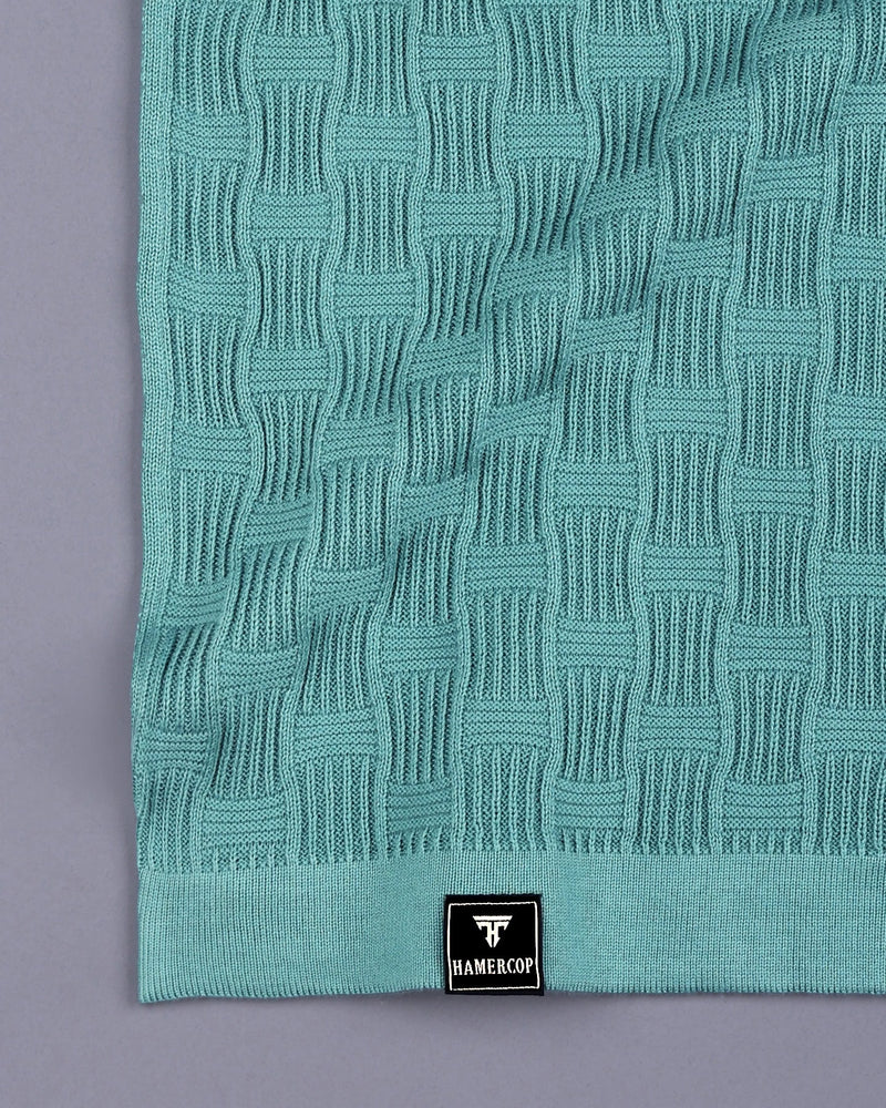 Resco Teal Green Knitted Cotton Polo T-Shirt