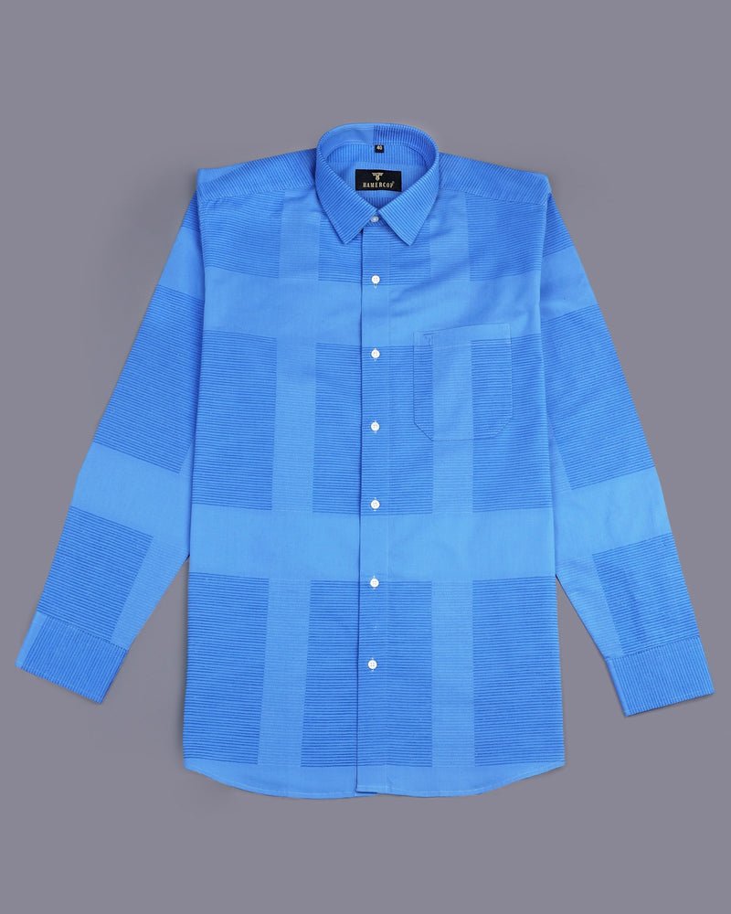 Carmel Blue Solid Corduroy Special Edition Designer Shirt