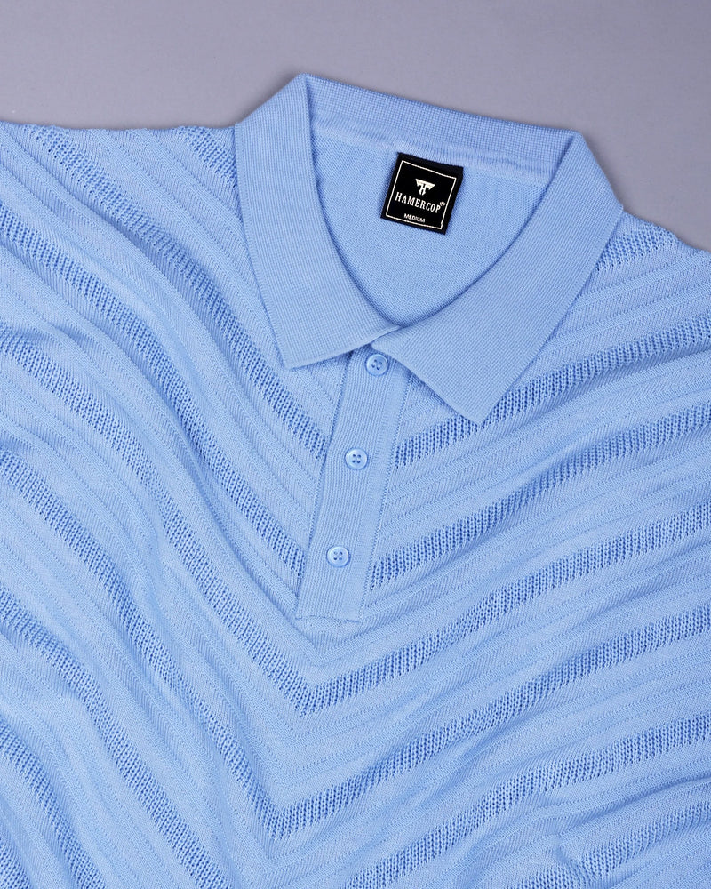 Ferrara SkyBlue Knitted Cotton Polo T-Shirt