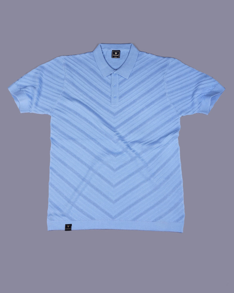 Ferrara SkyBlue Knitted Cotton Polo T-Shirt