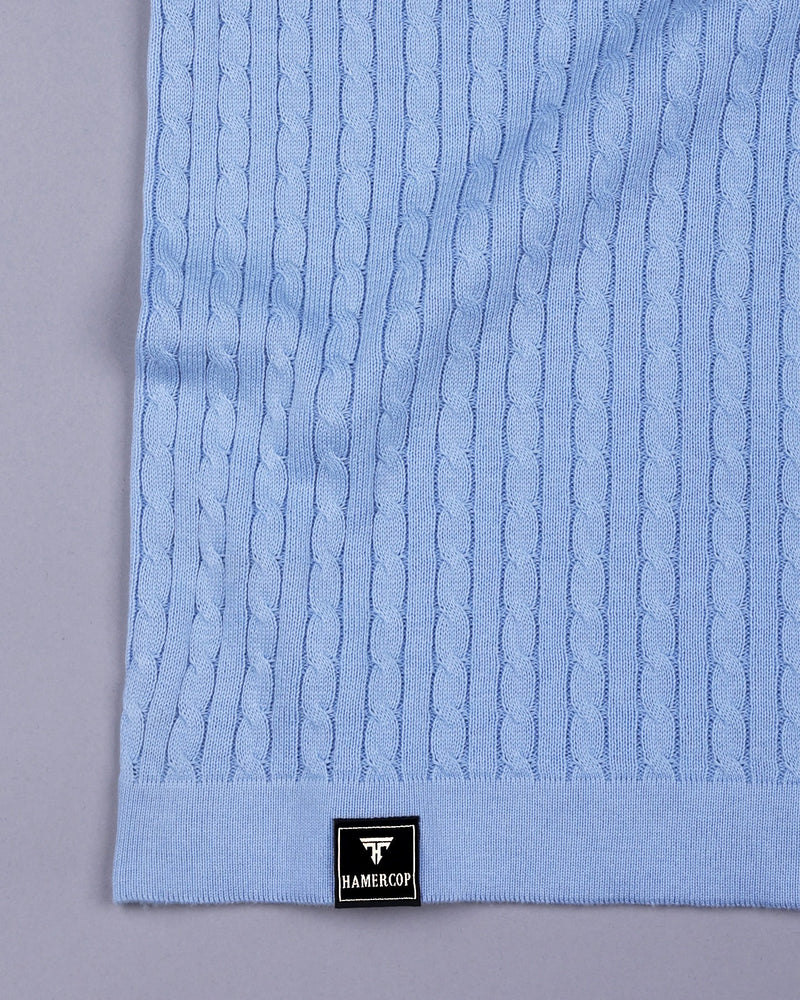 Potenza SkyBlue Knitted Cotton Polo T-Shirt