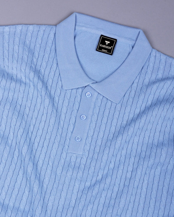 Potenza SkyBlue Knitted Cotton Polo T-Shirt