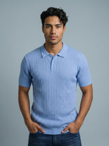 Potenza SkyBlue Knitted Cotton Polo T-Shirt