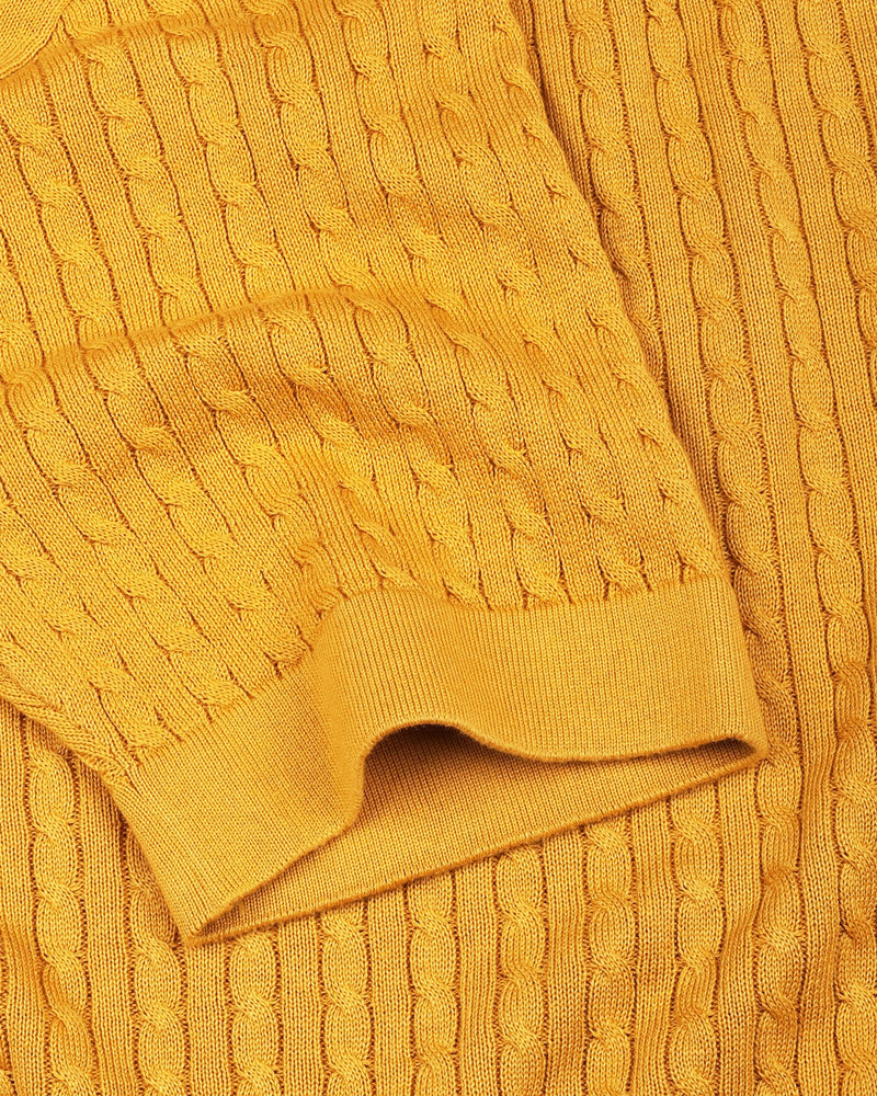 Potenza Turmeric Yellow Knitted Cotton Polo T-Shirt