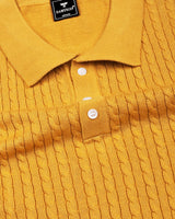 Potenza Turmeric Yellow Knitted Cotton Polo T-Shirt