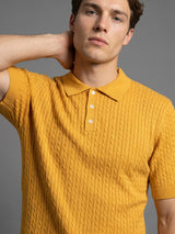 Potenza Turmeric Yellow Knitted Cotton Polo T-Shirt