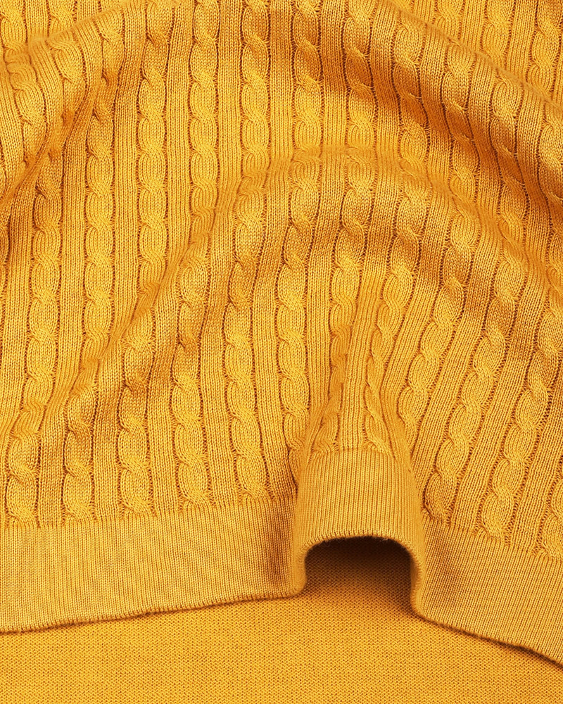 Potenza Turmeric Yellow Knitted Cotton Polo T-Shirt