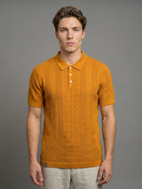 Wonder Goldenrod Yellow Knitted Cotton Polo T-Shirt