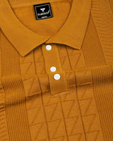 Wonder Goldenrod Yellow Knitted Cotton Polo T-Shirt