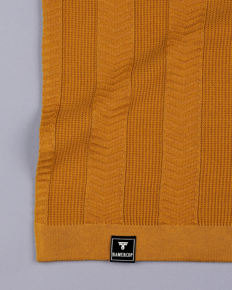 Wonder Goldenrod Yellow Knitted Cotton Polo T-Shirt