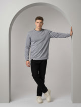Vibrant Gray Melange Knitted Cotton Full Sleeves T-Shirt