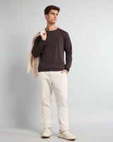 Vibrant Chocolate Brown Melange Knitted Cotton Full Sleeves T-Shirt