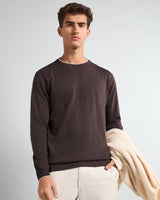 Vibrant Chocolate Brown Melange Knitted Cotton Full Sleeves T-Shirt
