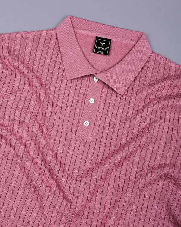 Potenza Onion Pink Knitted Cotton Polo T-Shirt