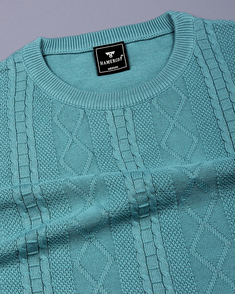 Triton Teal Green Knitted Cotton T-Shirt