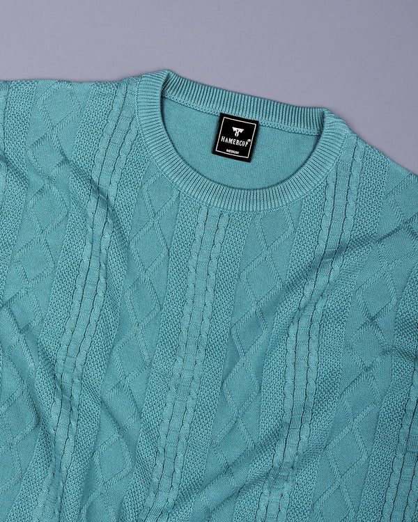 Triton Teal Green Knitted Cotton T-Shirt