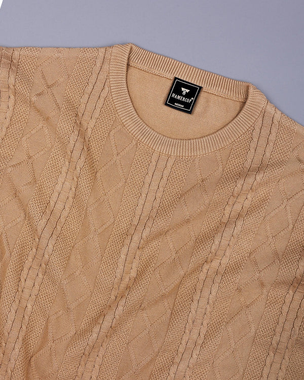 Triton Camel Cream Knitted Cotton T-Shirt