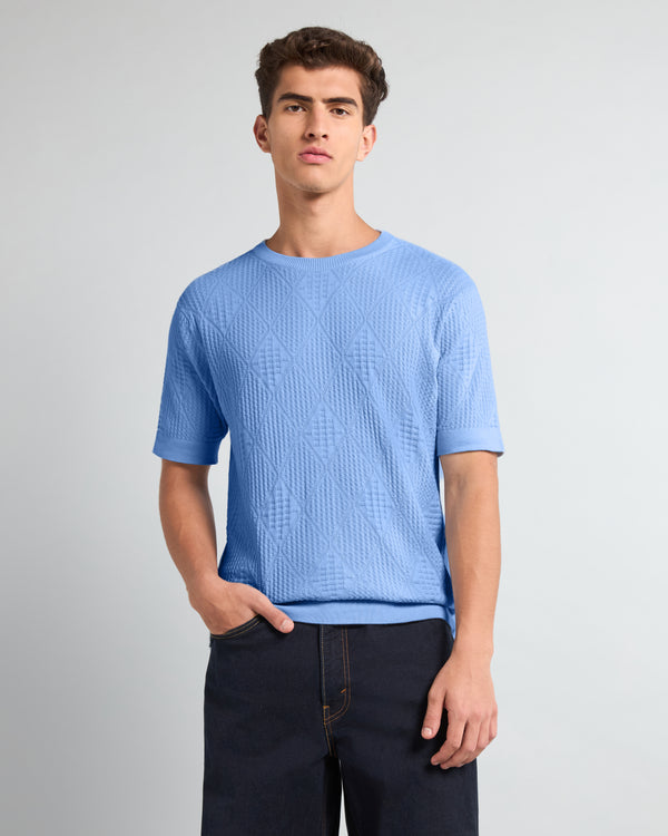Lisson Ice Blue Knitted Cotton T-Shirt