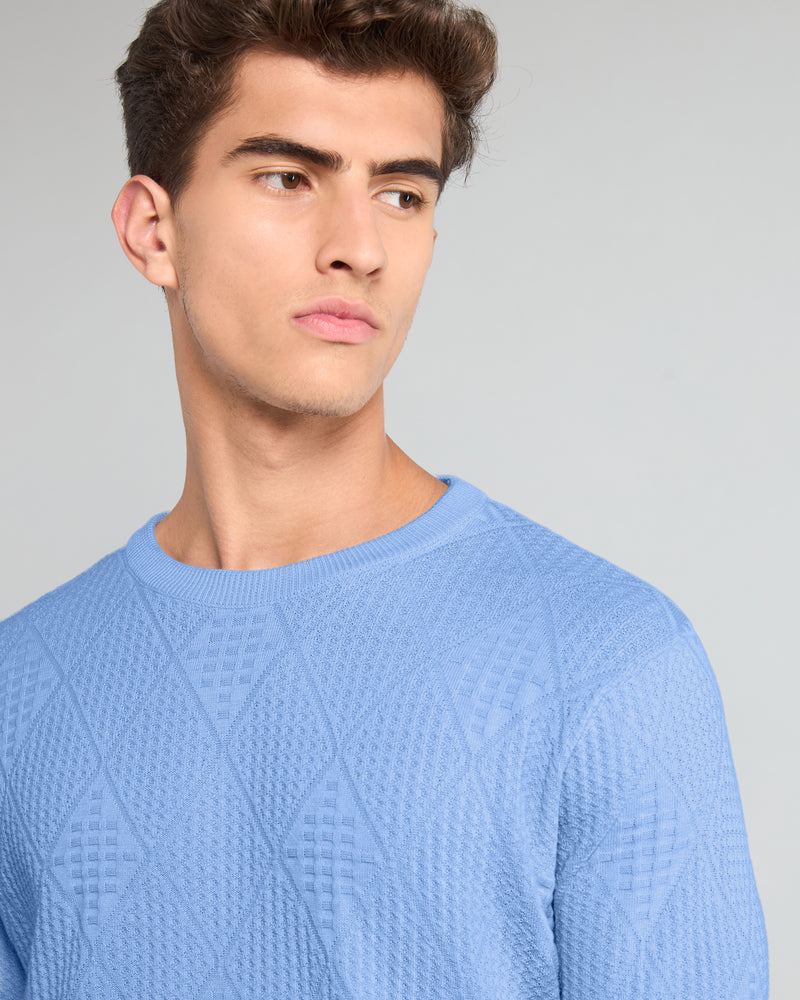 Lisson Ice Blue Knitted Cotton T-Shirt