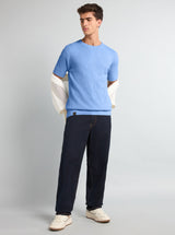Lisson Ice Blue Knitted Cotton T-Shirt