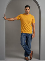 Lisson Turmeric Yellow Knitted Cotton T-Shirt