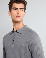 Binasco Gray Knitted Cotton Polo T-Shirt