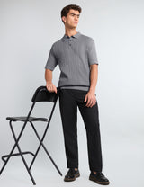 Binasco Gray Knitted Cotton Polo T-Shirt